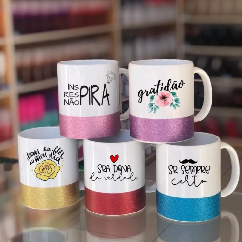 Caneca Base Glitter personalizado CanecArte